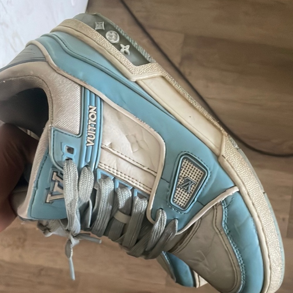 Louis Vuitton Sky Blue and Cream Sneakers